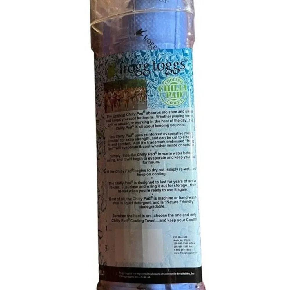 Frogg Toggs NWT Blue Chilly Pad 33 X 13 Cooling Wrap Towel Pad